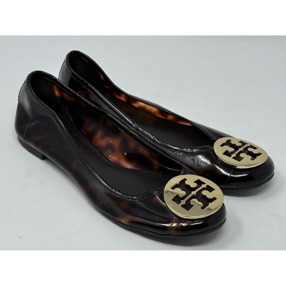 Tory Burch Tortoise Shell Reva Ballet Jelly Flats Women’s 6.5 Patent Leather - Picture 1 of 11
